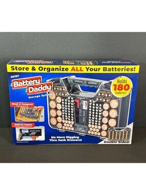 Battery Daddy Storage Caddy Carrying Case Garage Home Organizer Tool Box Gray